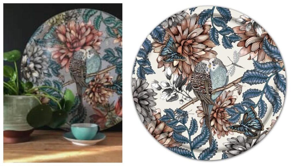 bröllopsdagspresenter 2024: Lovebirds bricka från Nadja Wedin Design