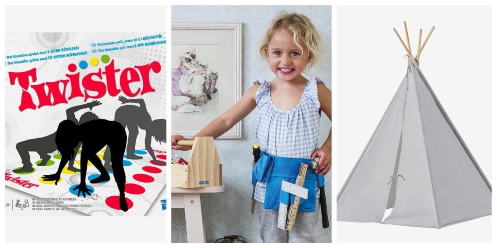 Fineshelf barnpresenter kollage med tre exempel på 6 års presenter