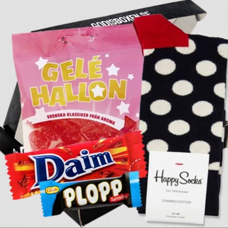 Presentkorg med Happy Socks