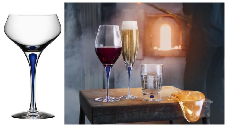 Gavetips til pappa: Intermezzo blå champagneglass fra Orrefors