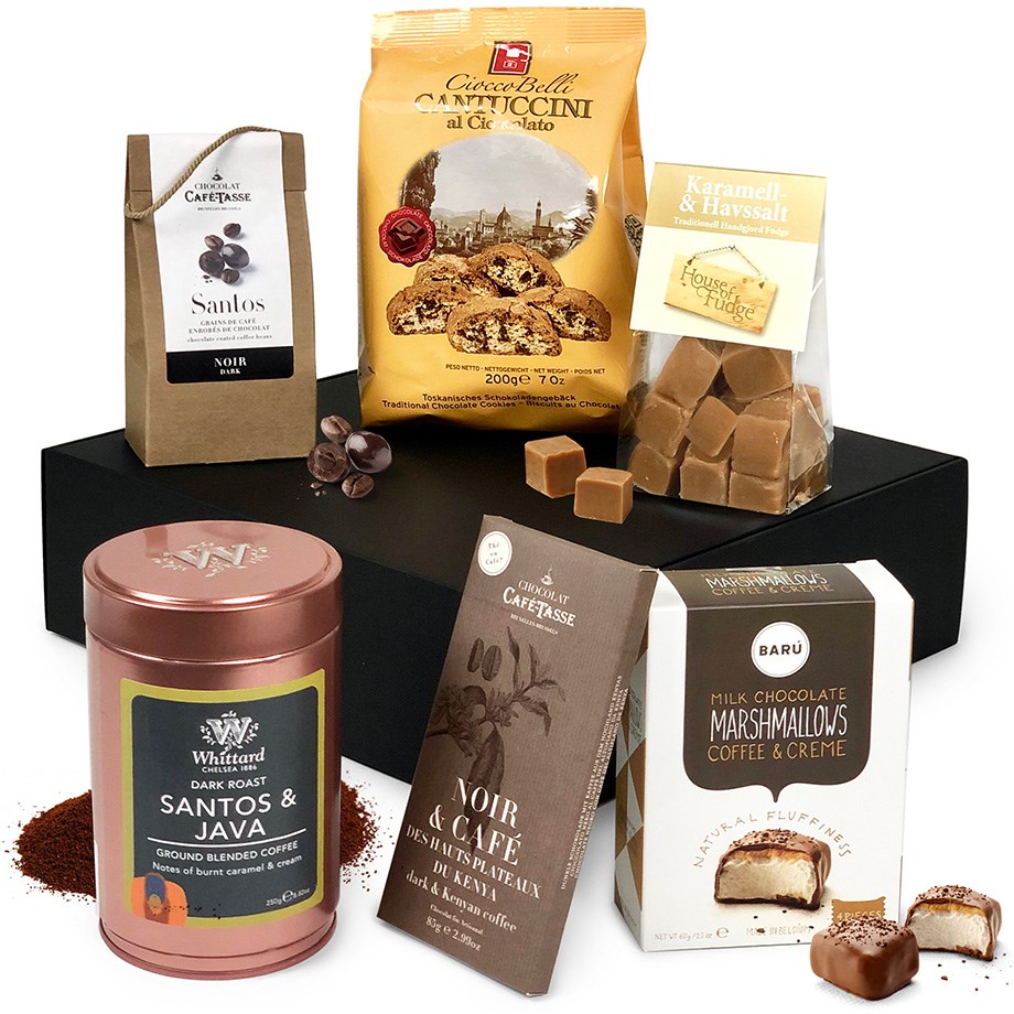 Nyhet April presentkorgen med fina choklader och kaffe