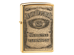 Zippo Jack Daniels High Polish Brass med gravering