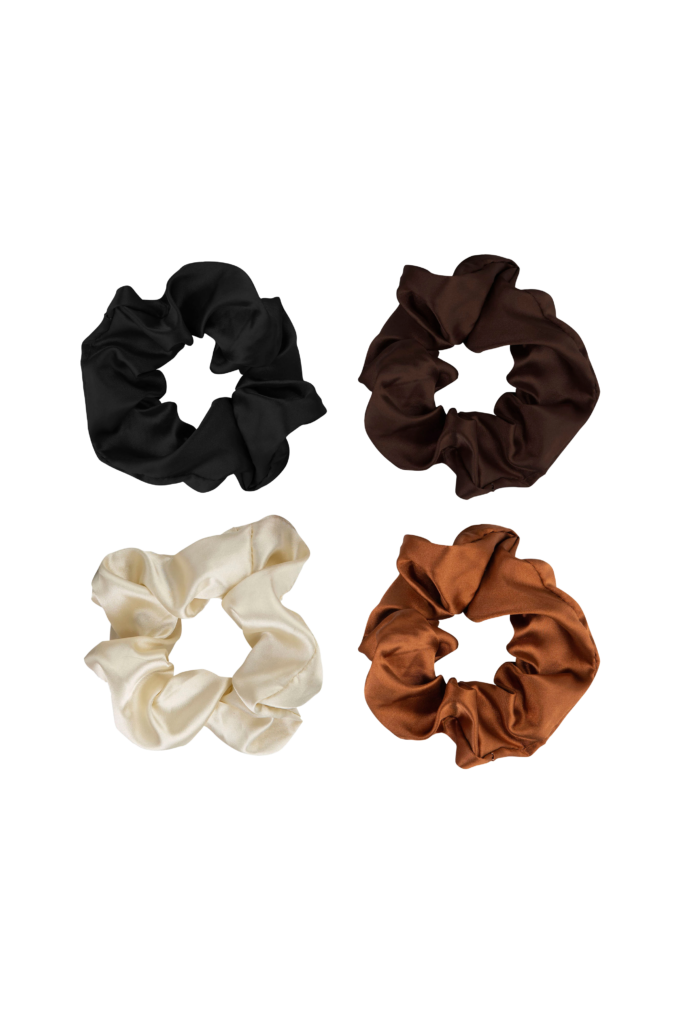 Brushworks Nude Satin Scrunchies 4 pcs