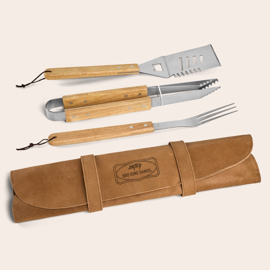 Grillset i läderfodral