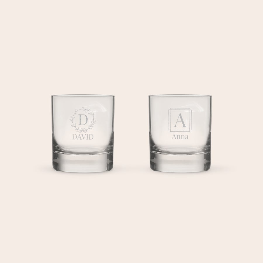 Inristat whiskyglas